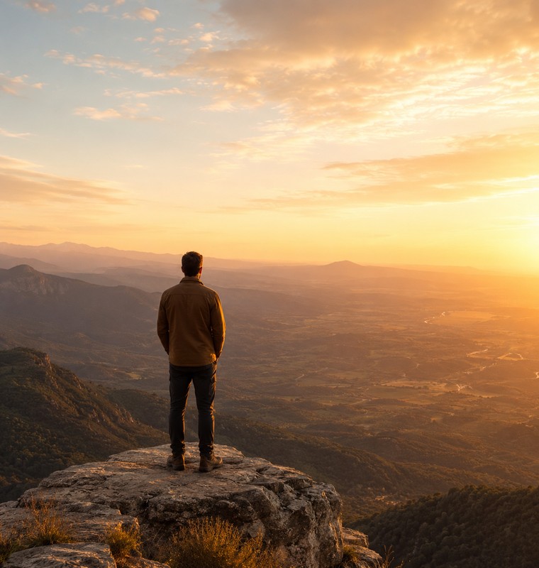 A person standing at a vast horizon, looking at what is still possible