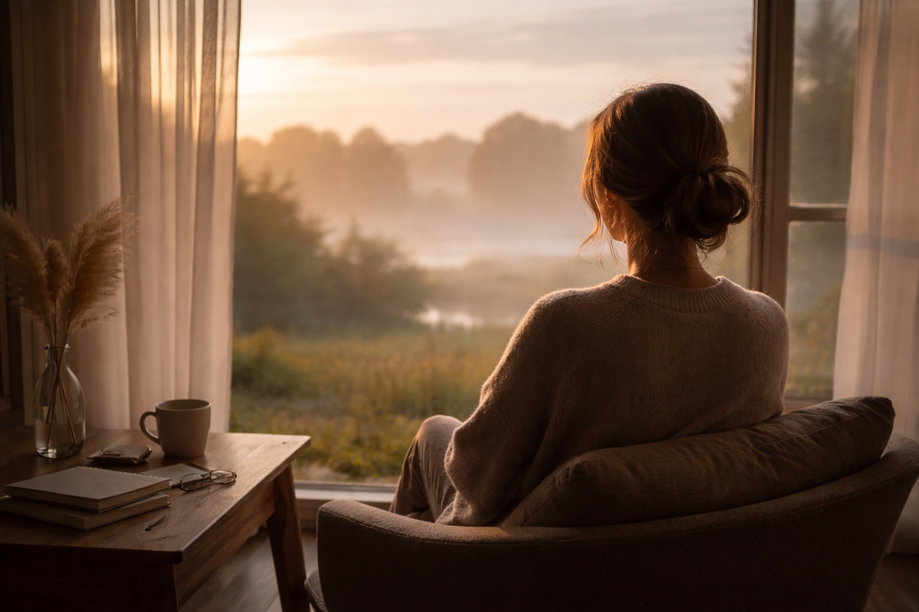 Person by window, early morning light